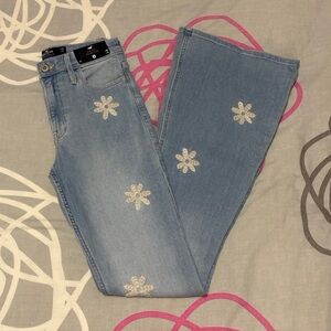 Hollister High-Rise Embroidered Floral Vintage Flare Jeans